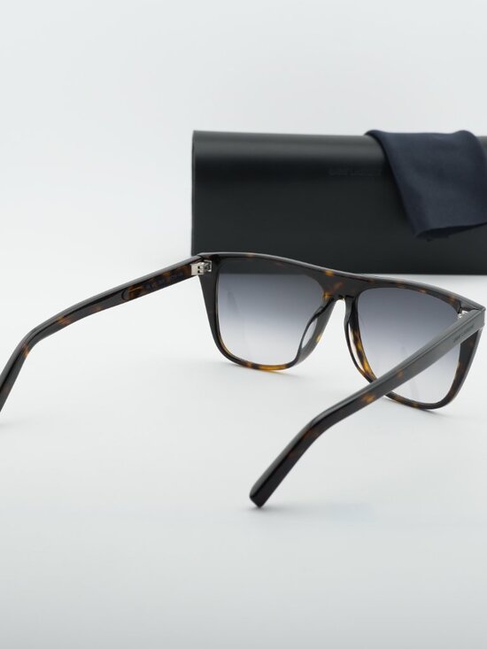 Saint Laurent SL1F 003 Square Sunglasses - Dark Havana/Grey Gradient main image 4